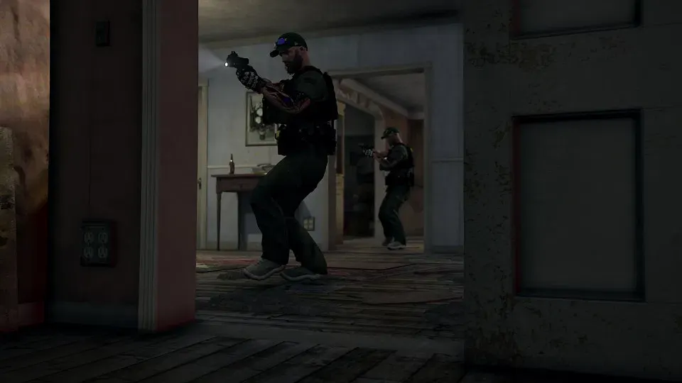 Two deputies clearing a house